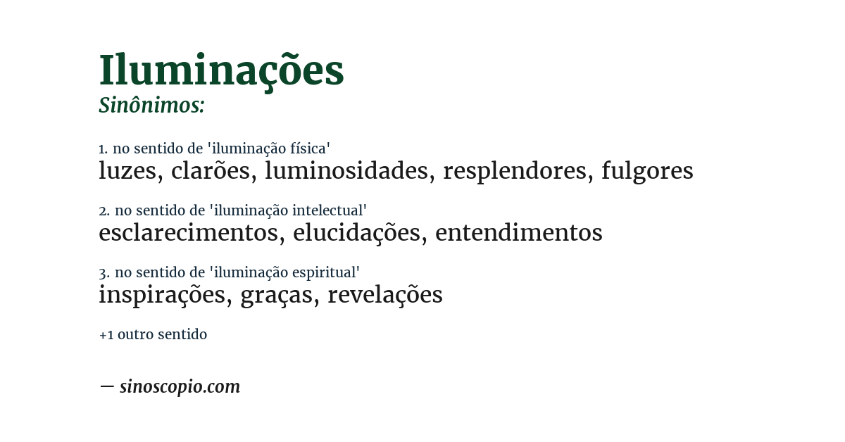 Sinônimo de iluminações