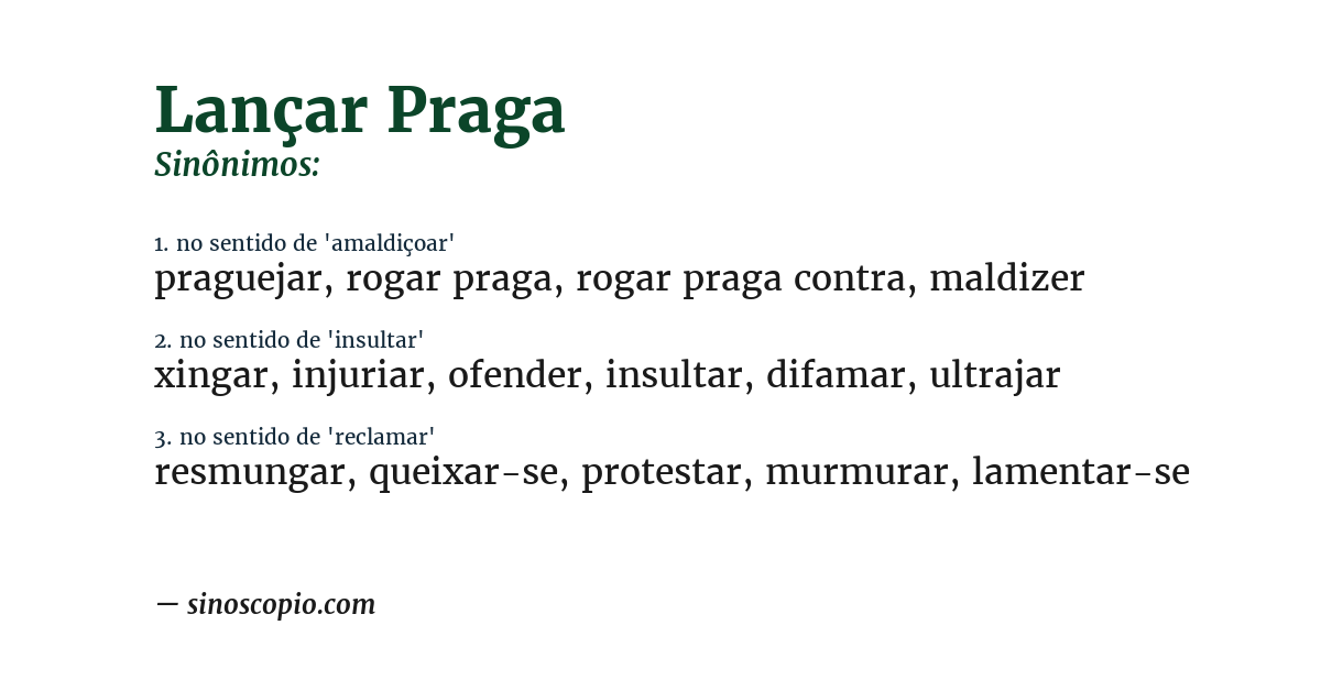 Sinônimo de lançar praga