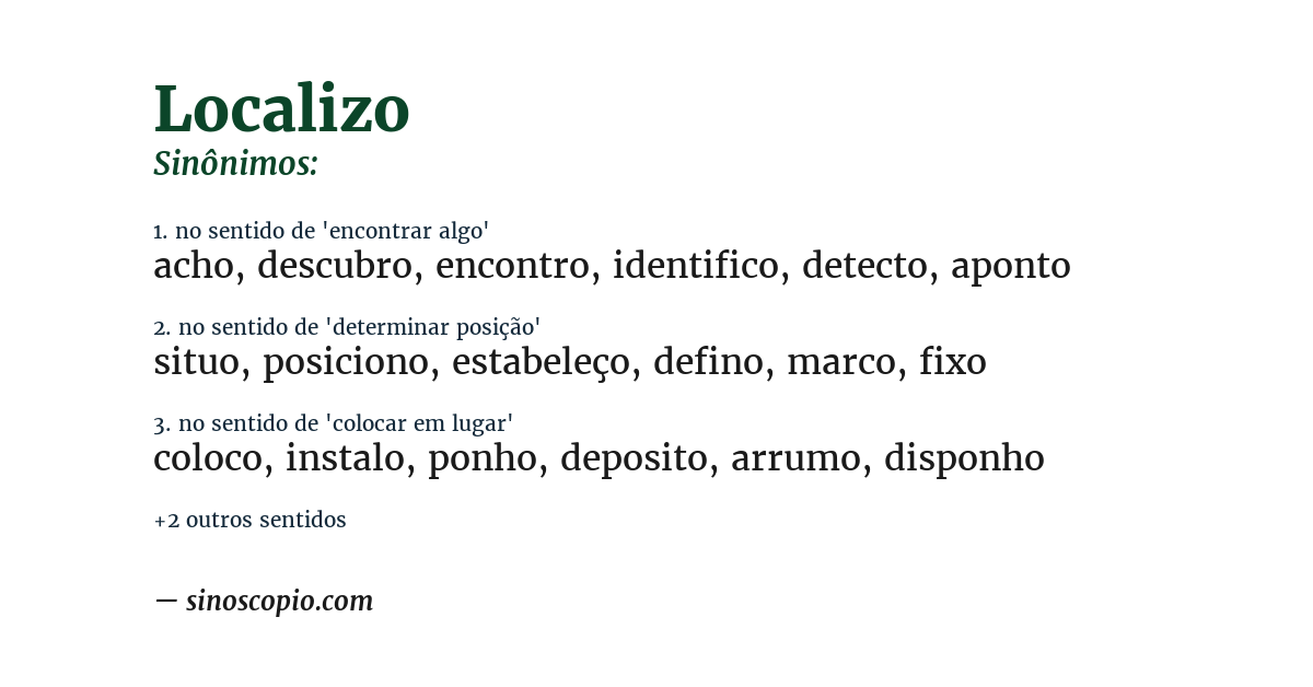 Sinônimo de localizo