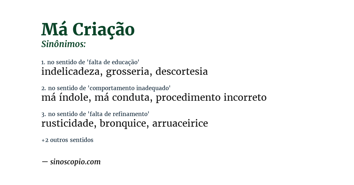 Sinônimo de má criação