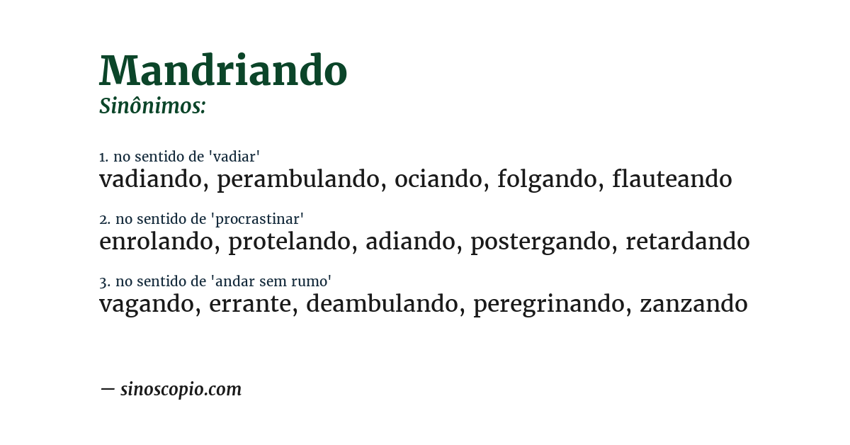 Sinônimo de mandriando