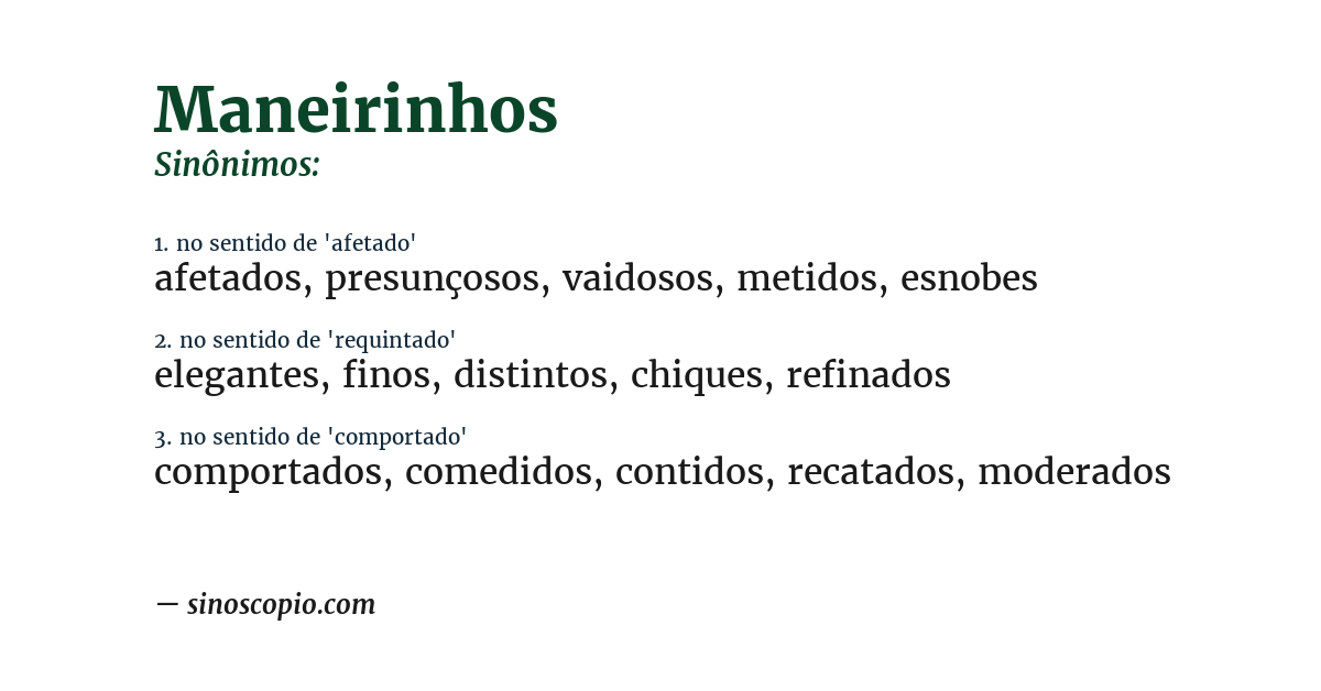 Sinônimo de maneirinhos