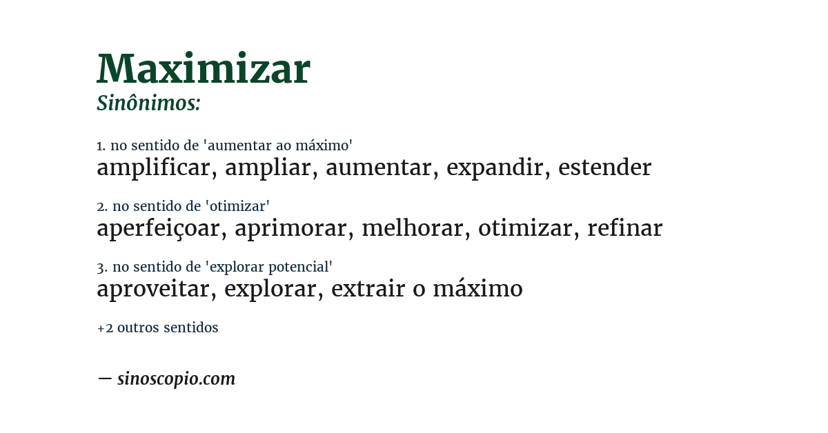 Sinônimo de maximizar