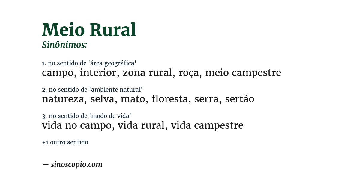 Sinônimo de meio rural