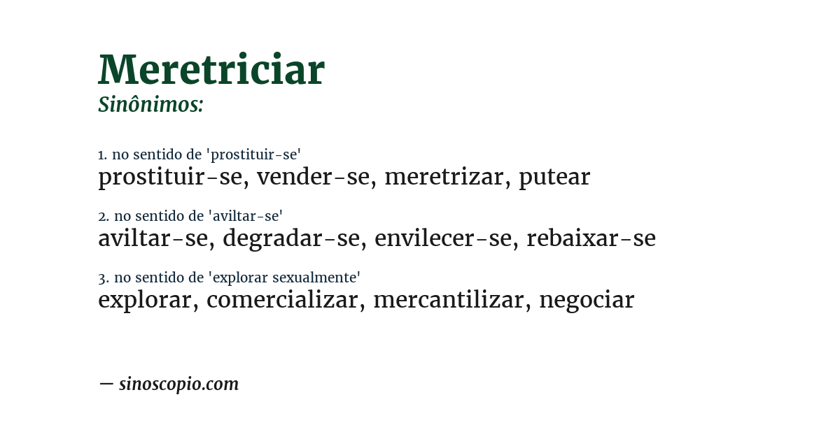 Sinônimo de meretriciar
