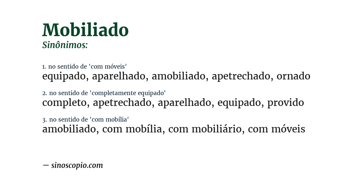 Sinônimo de mobiliado