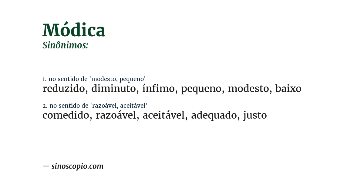 Sinônimo de módica