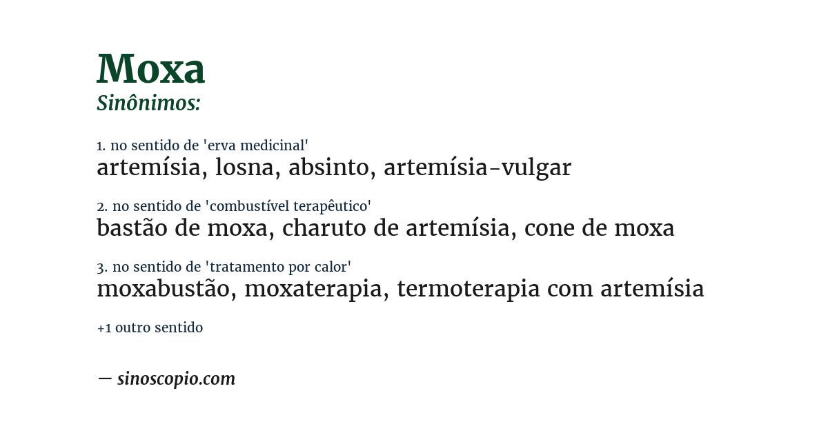 Sinônimo de moxa