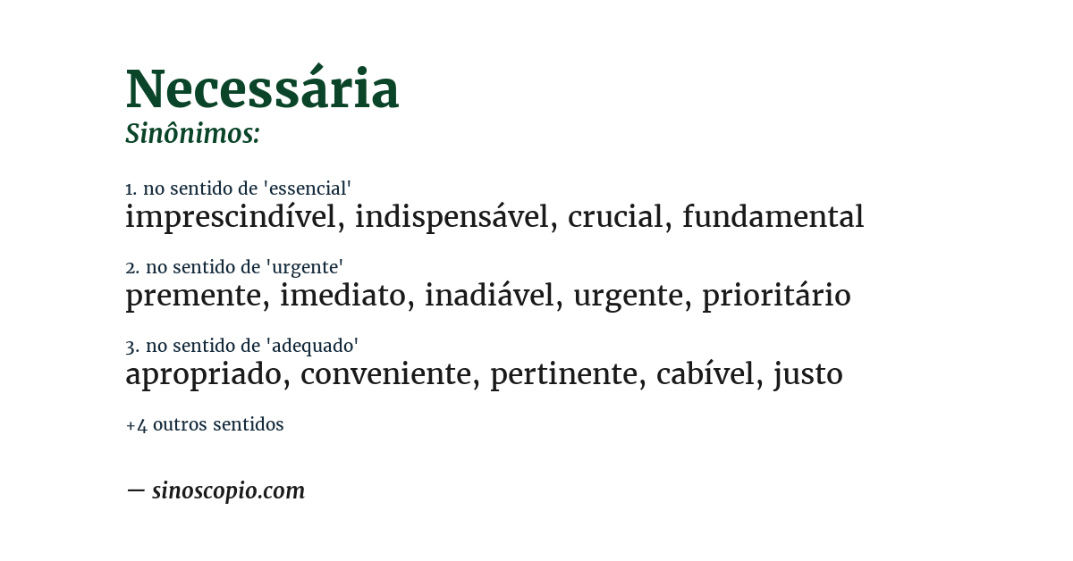 Sinônimo de necessária
