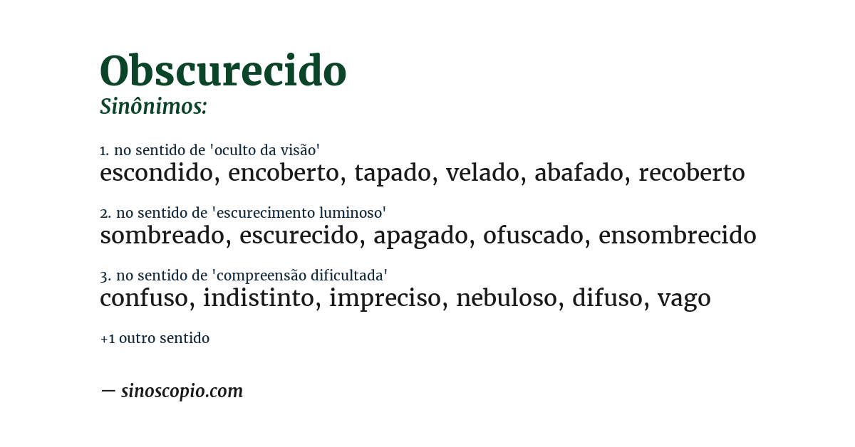 Sinônimo de obscurecido