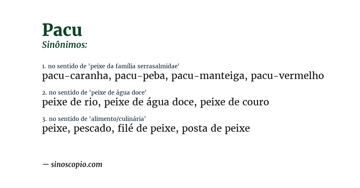 Sinônimo de pacu
