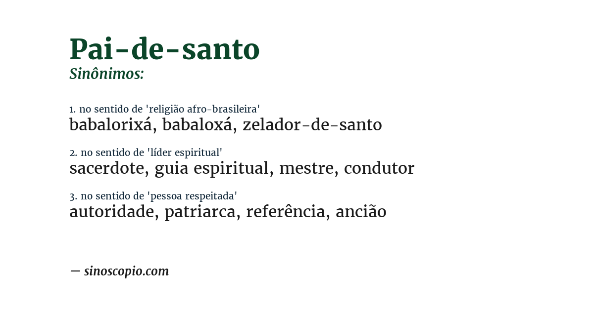 Sinônimo de pai-de-santo