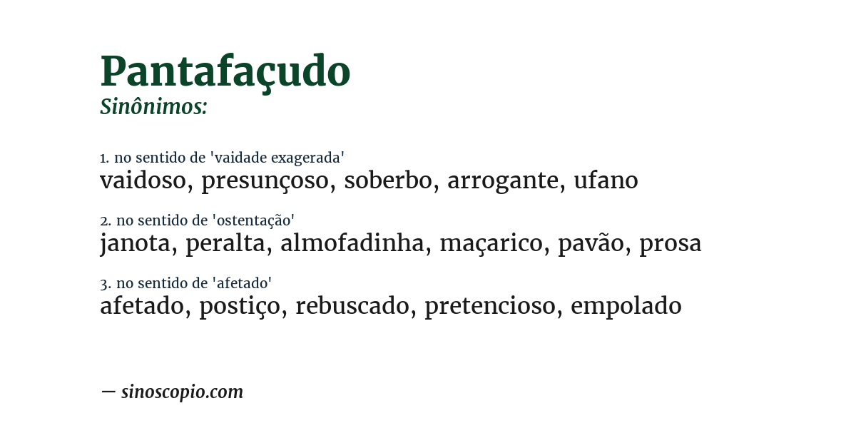 Sinônimo de pantafaçudo