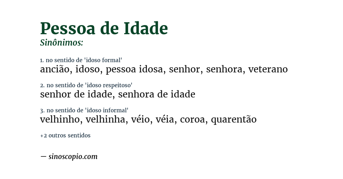 Sinônimo de pessoa de idade