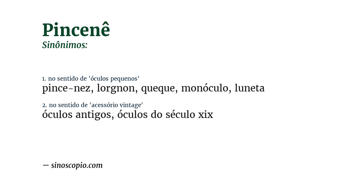 Sinônimo de pincenê