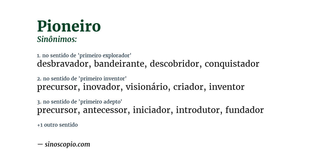 Sinônimo de pioneiro