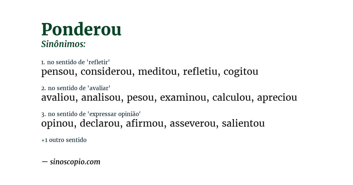 Sinônimo de ponderou