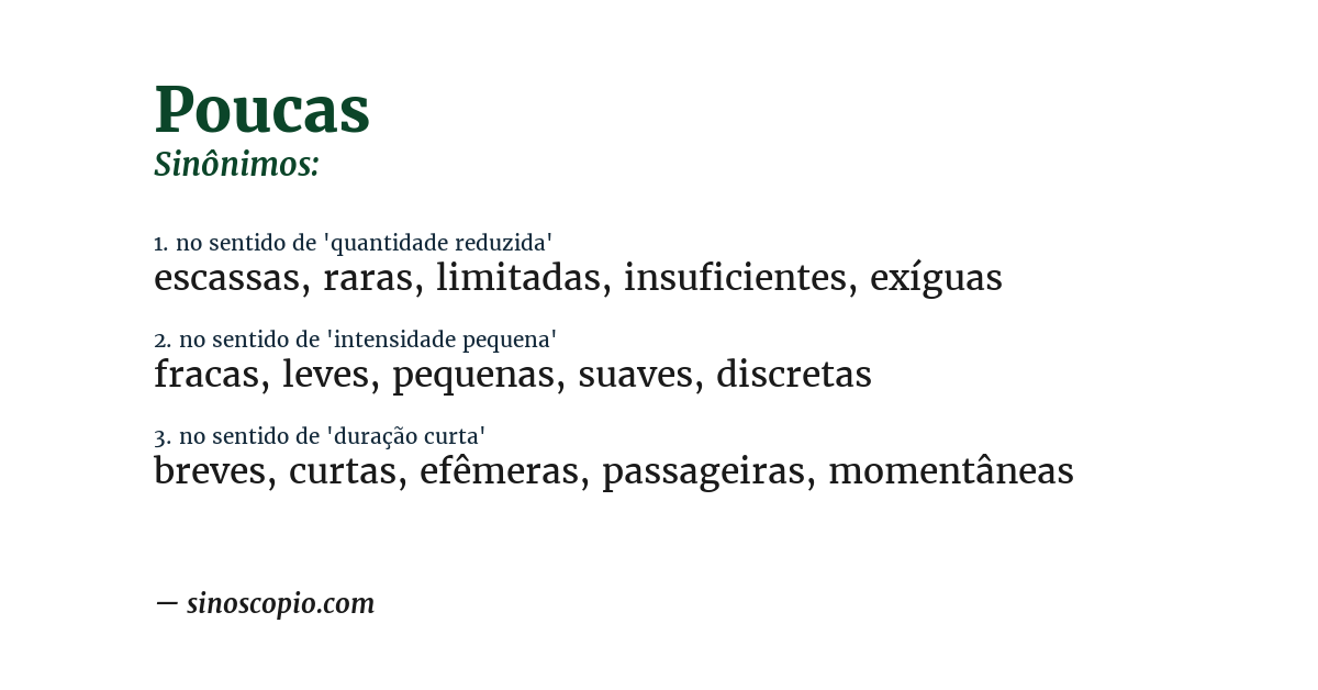 Sinônimo de poucas