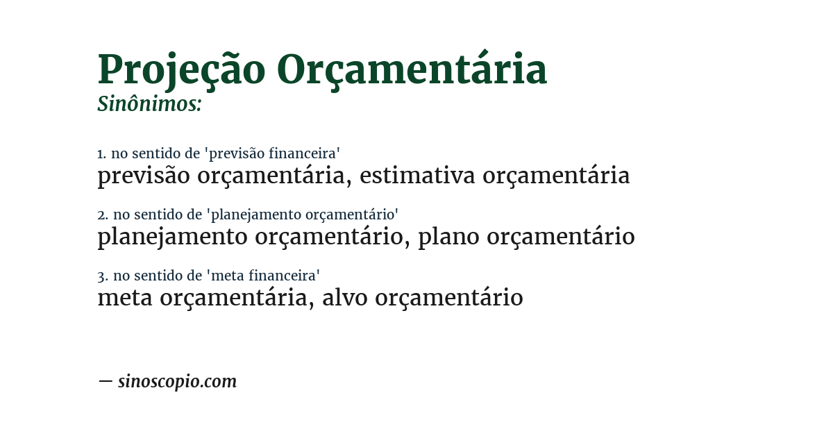 Sinônimo de projeção orçamentária