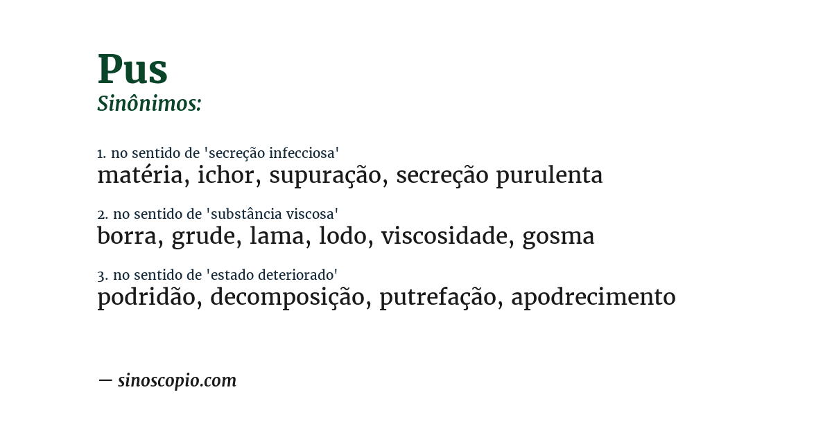 Sinônimo de pus