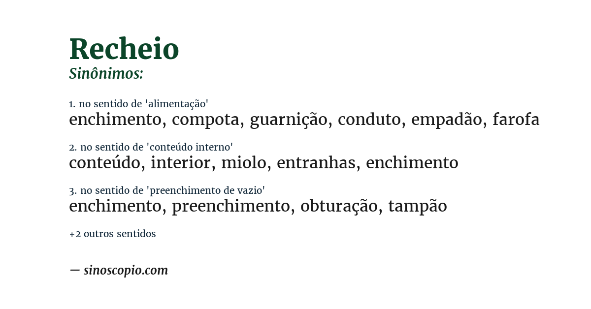 Sinônimo de recheio
