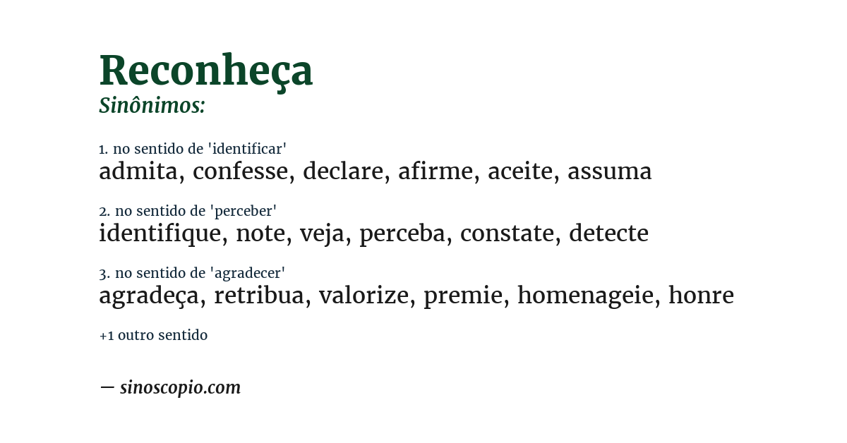 Sinônimo de reconheça