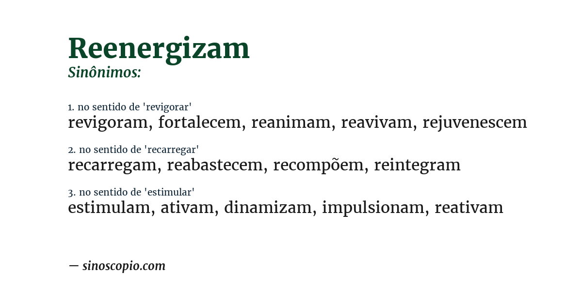 Sinônimo de reenergizam