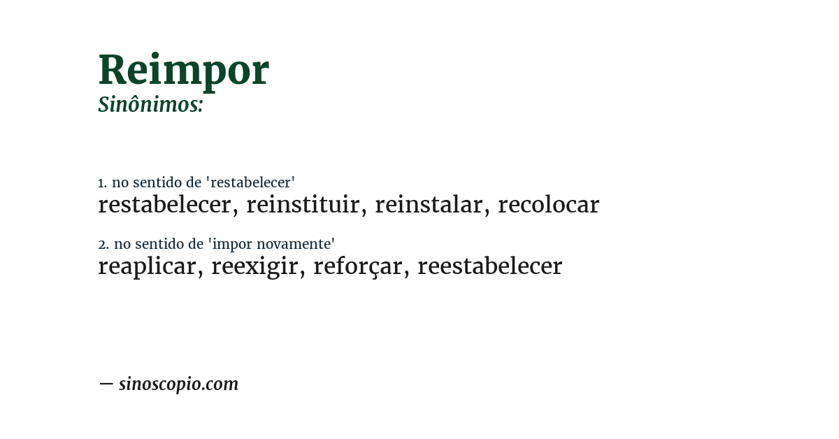 Sinônimo de reimpor