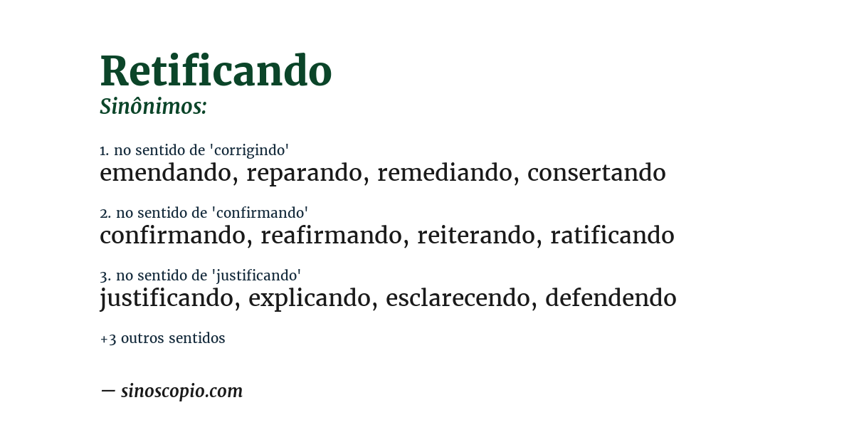 Sinônimo de retificando