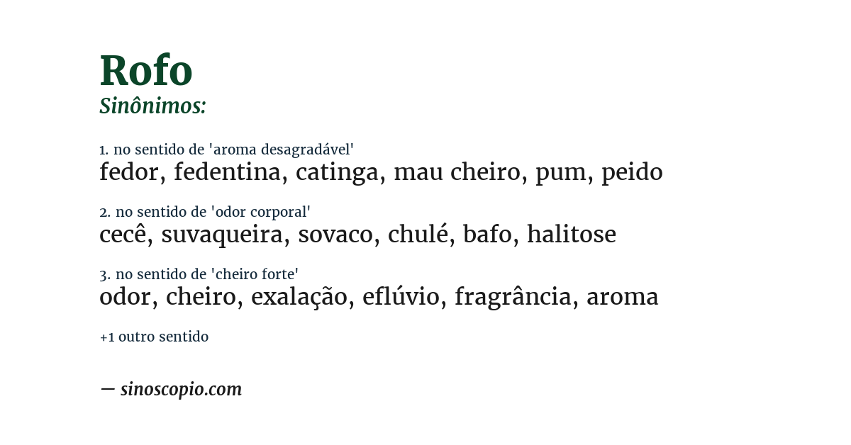 Sinônimo de rofo