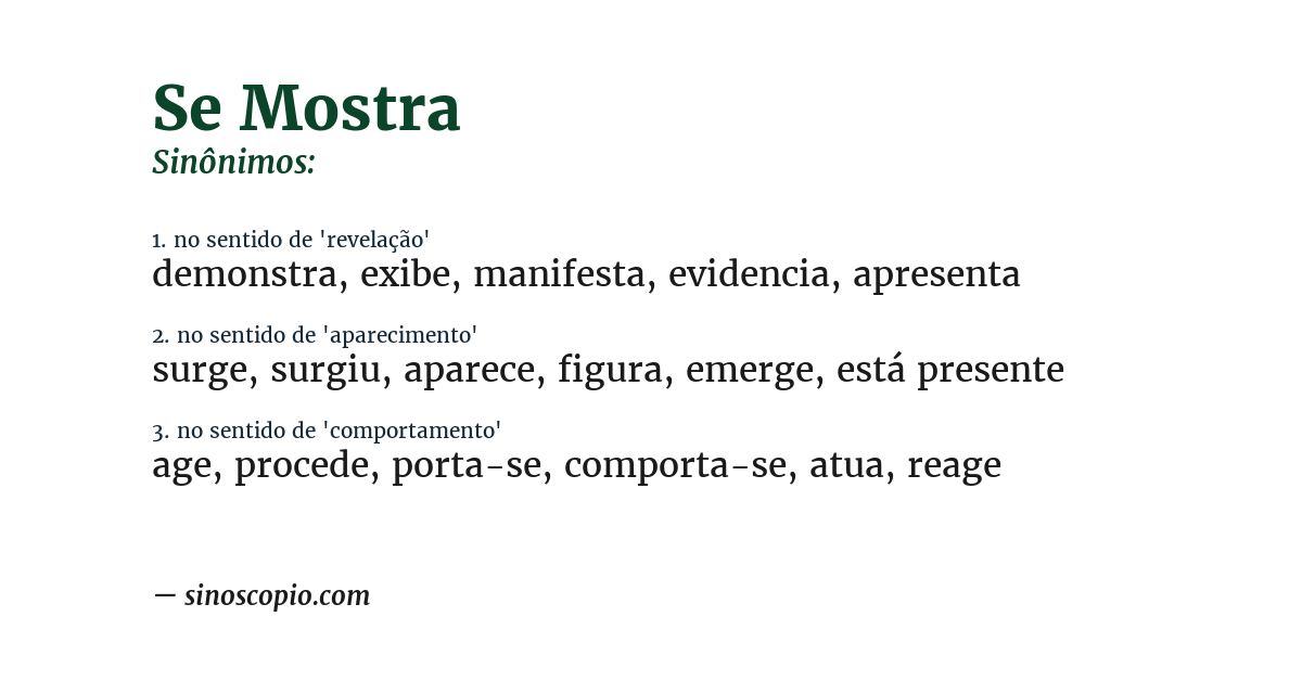 Sinônimo de se mostra