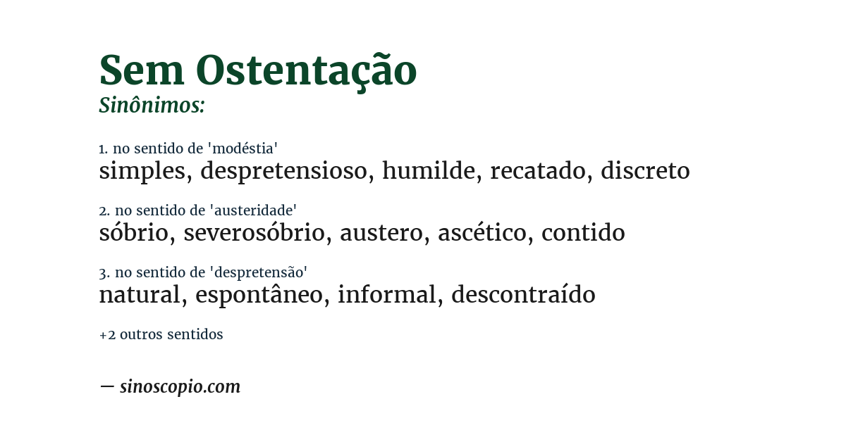 Sinônimo de sem ostentação