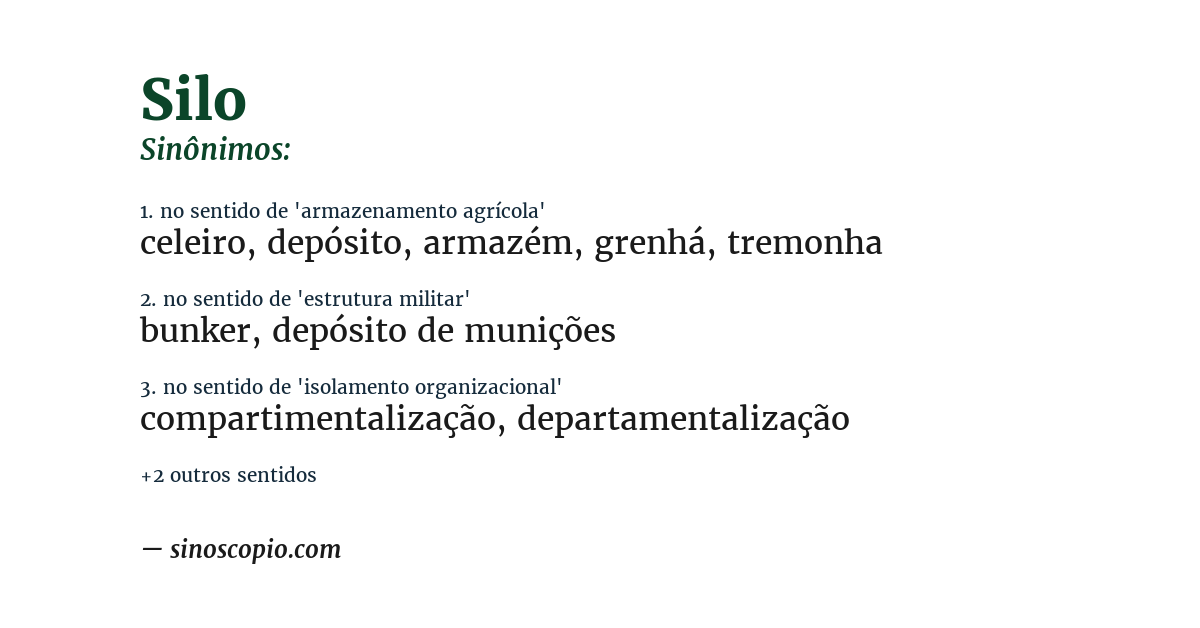 Sinônimo de silo