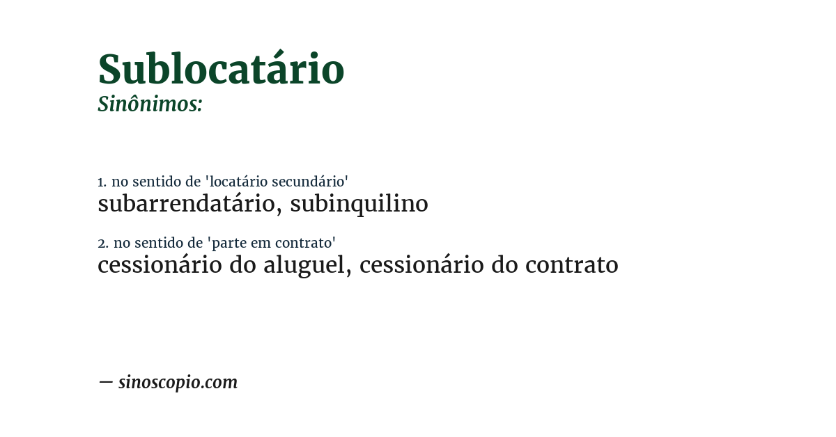 Sinônimo de sublocatário