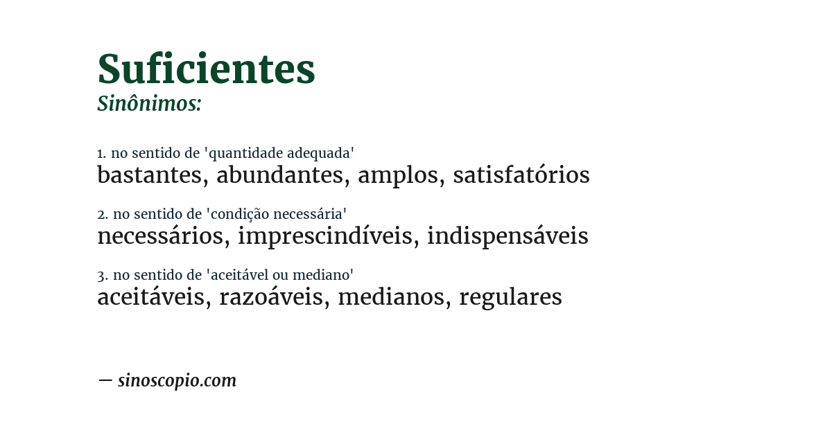 Sinônimo de suficientes