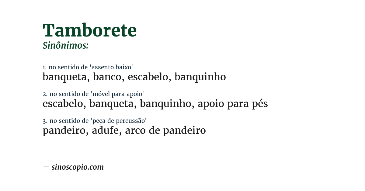 Sinônimo de tamborete