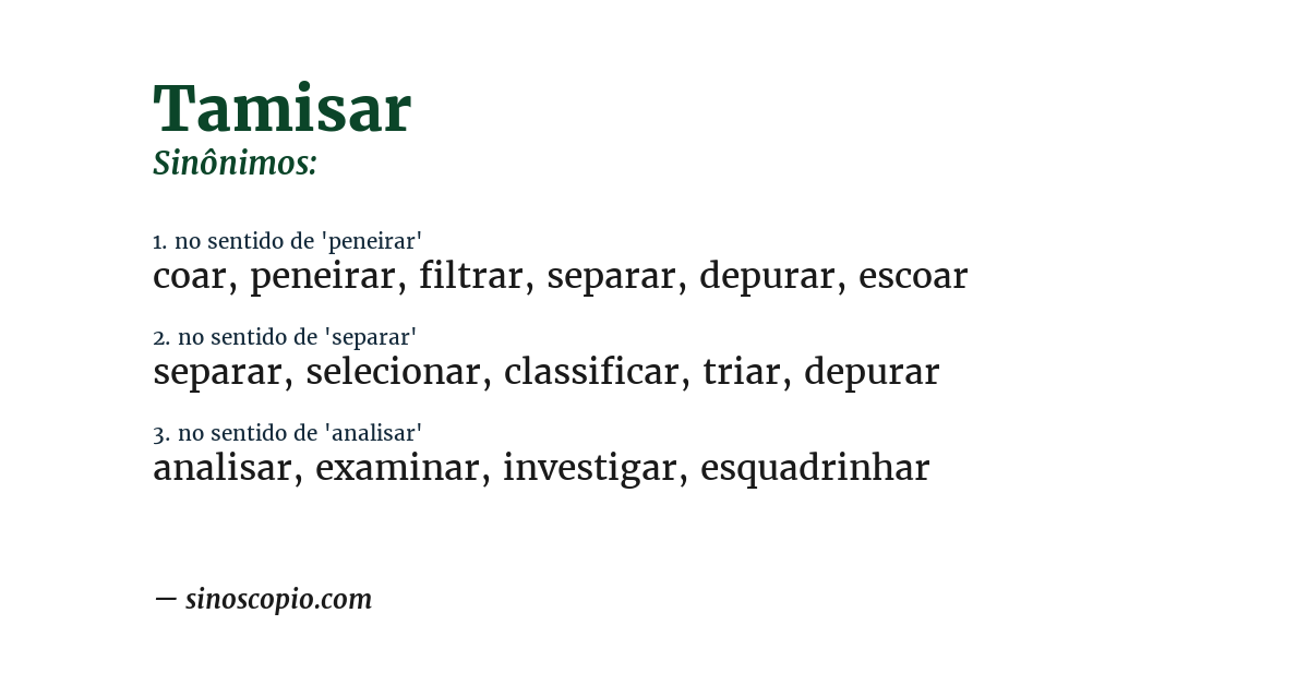 Sinônimo de tamisar