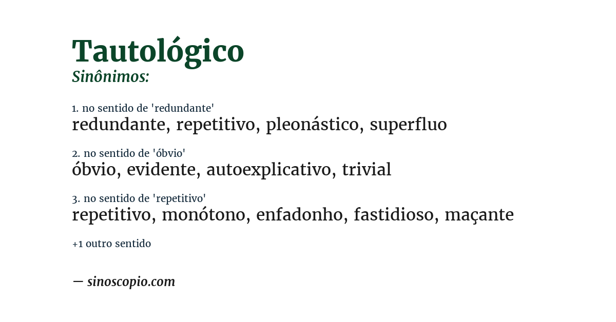 Sinônimo de tautológico