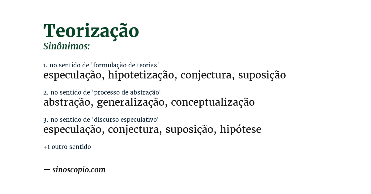 Sinônimo de teorização