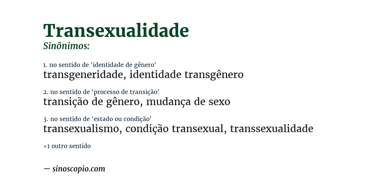 Sinônimo de transexualidade