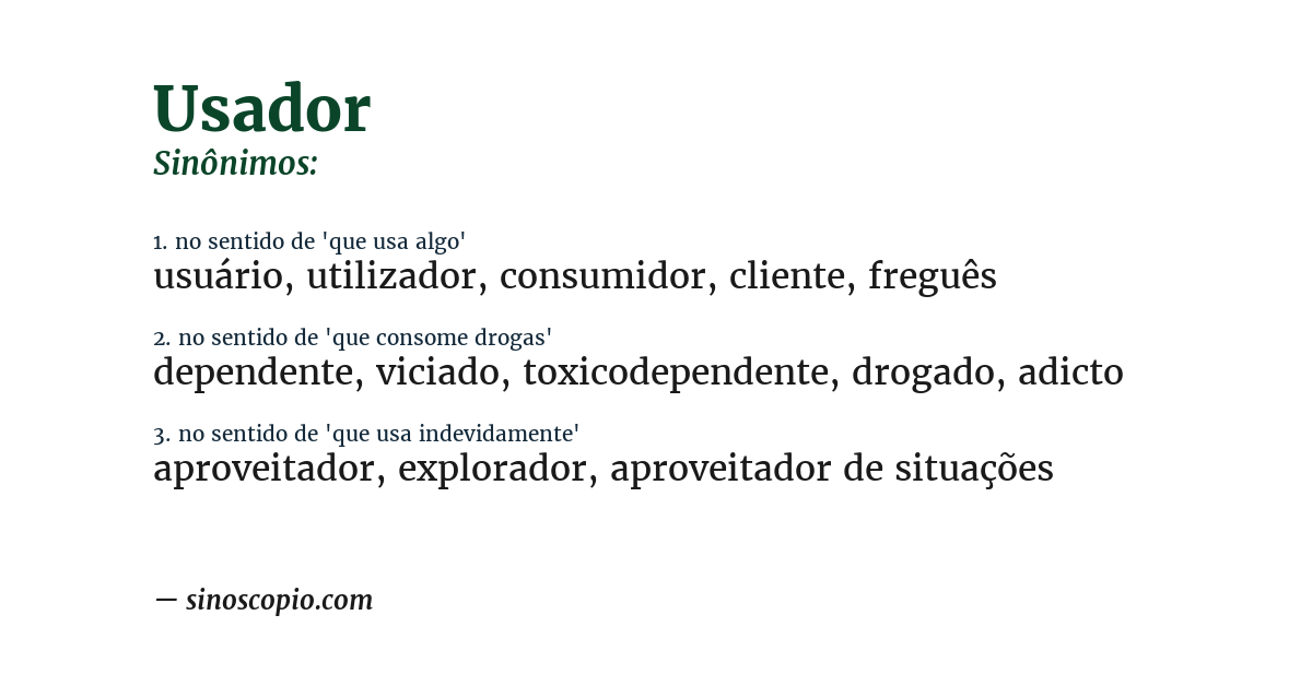 Sinônimo de usador