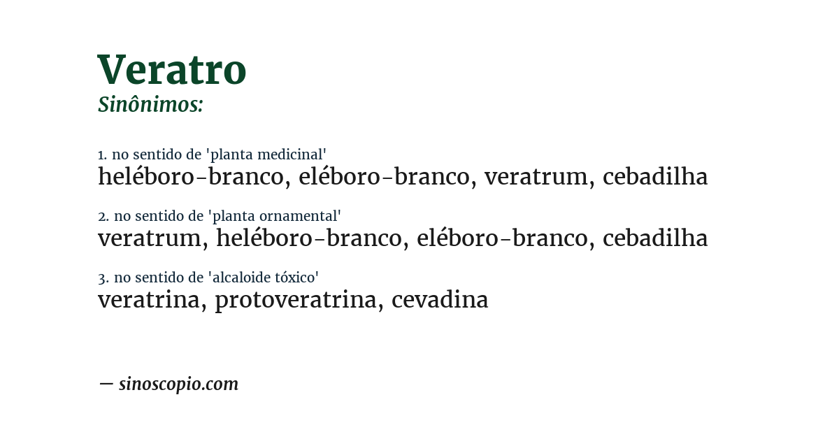 Sinônimo de veratro