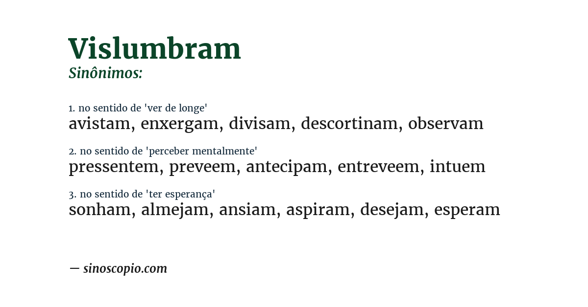 Sinônimo de vislumbram