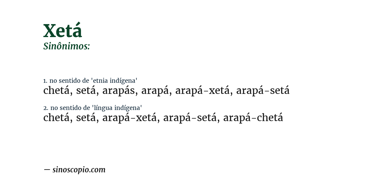 Sinônimo de xetá