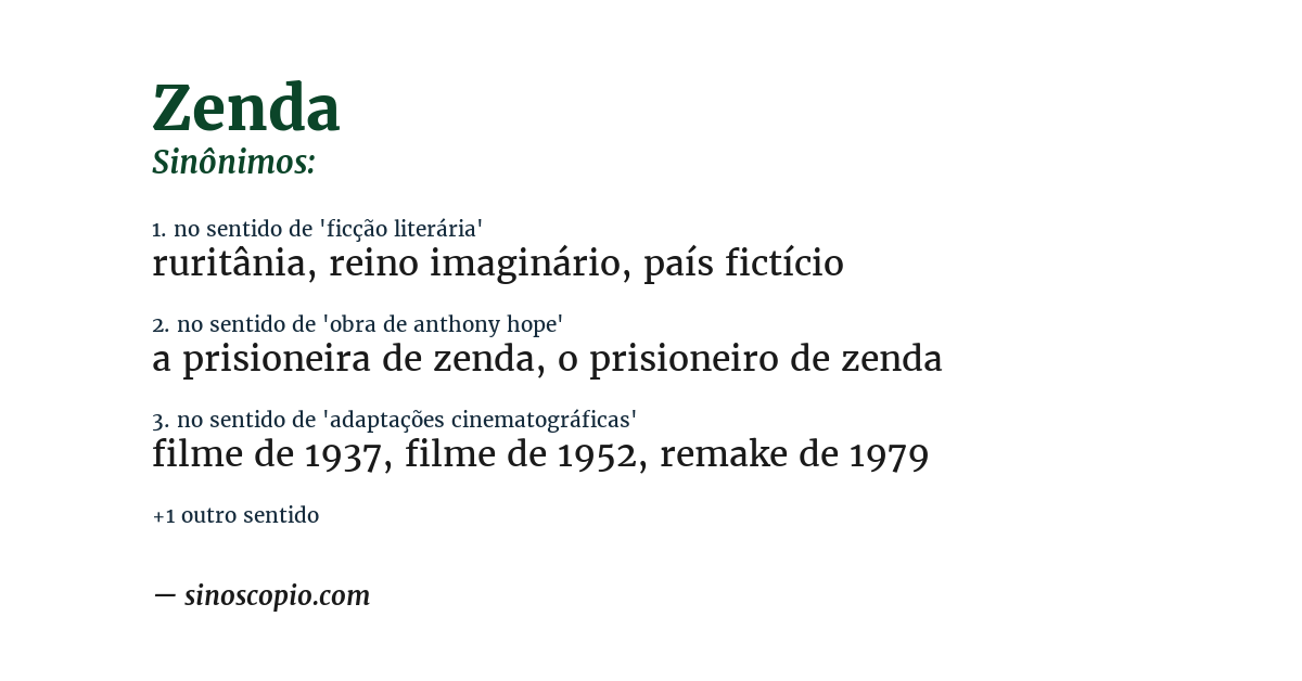 Sinônimo de zenda