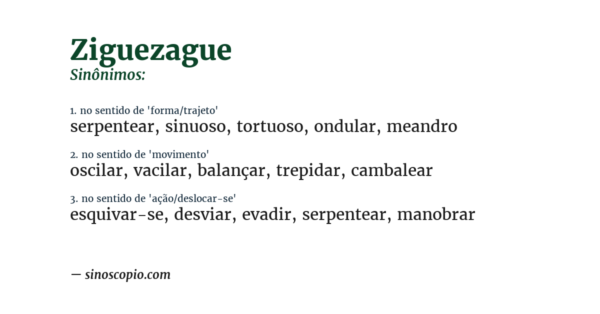 Sinônimo de ziguezague