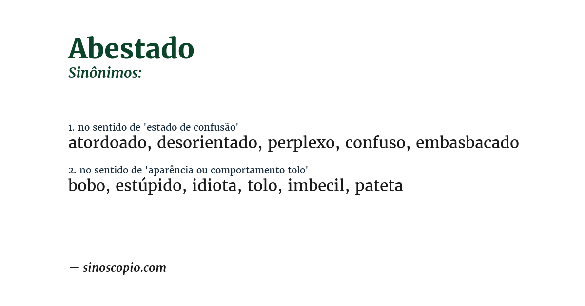 Sinônimo de abestado
