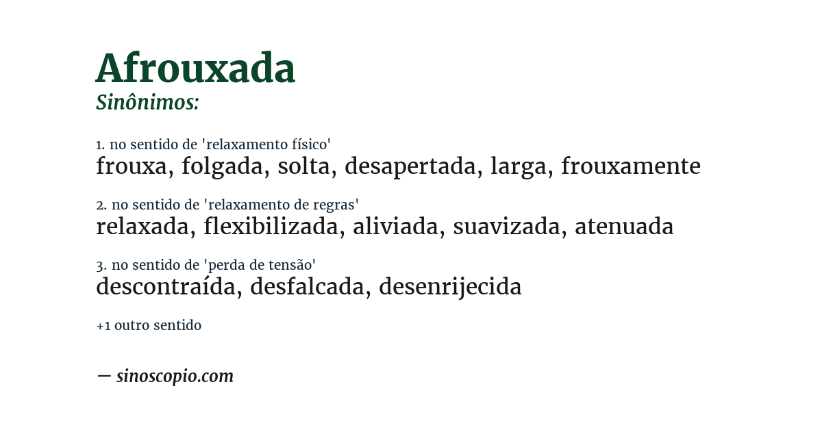 Sinônimo de afrouxada