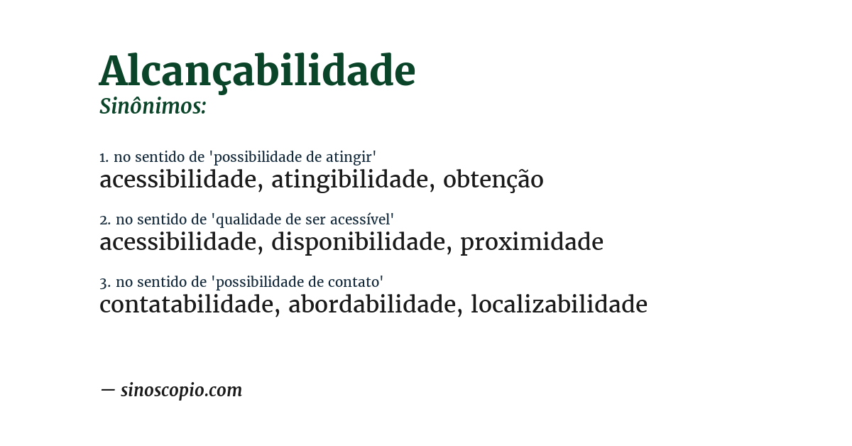 Sinônimo de alcançabilidade
