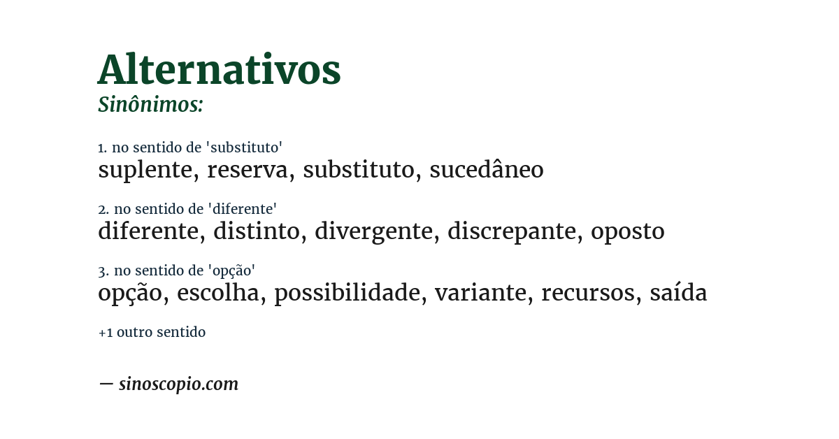 Sinônimo de alternativos